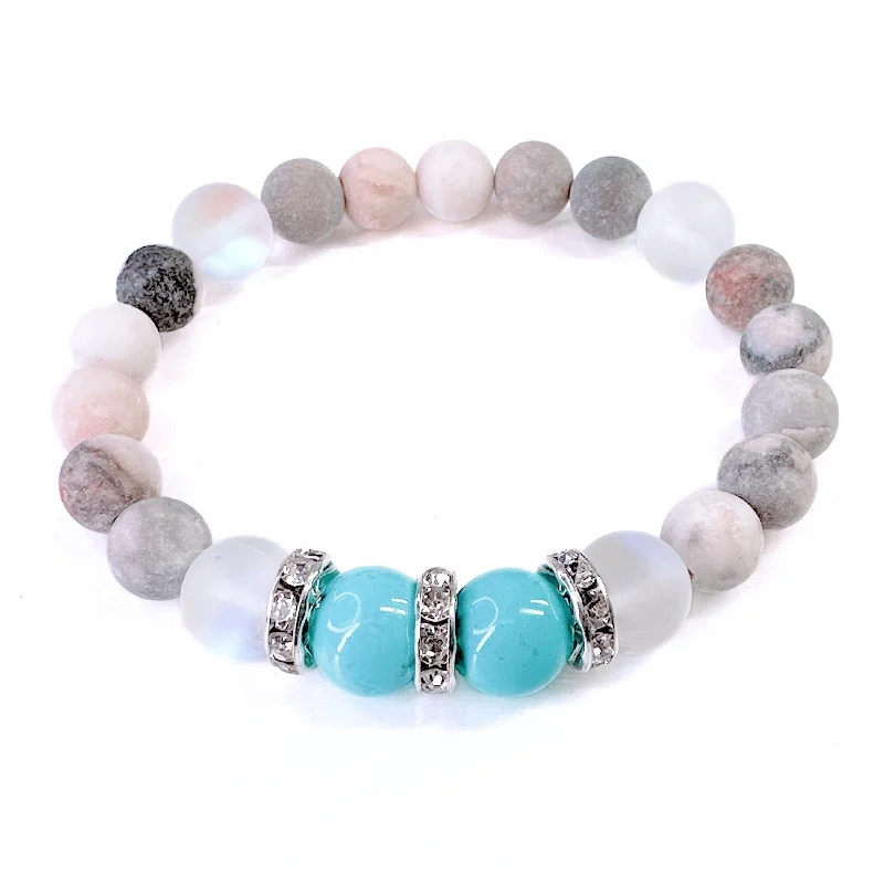 personalized gemstone bracelet for her-Turquoise Rhinestone Classic Bracelet