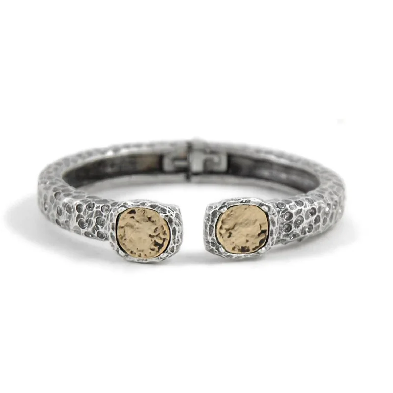 elegant bracelet for wedding anniversary-Vintage Silver Tuscany Double Coin Bangle In Silver/gold