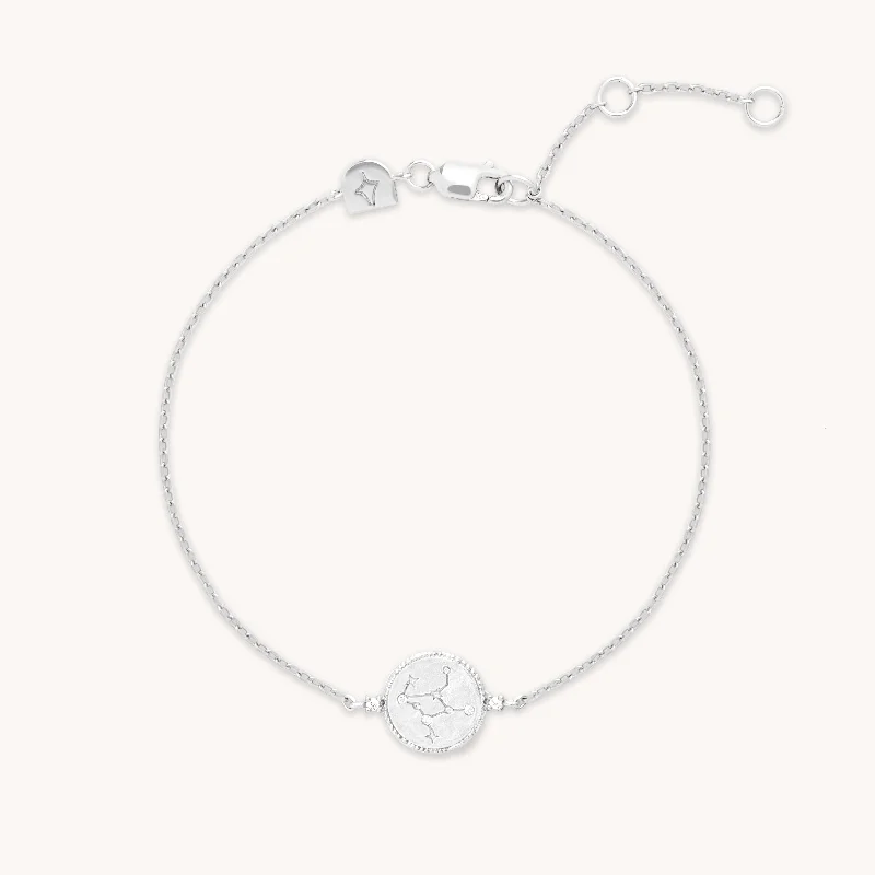 silver bracelet with heart-shaped pendant-Virgo Zodiac Bracelet in Silver