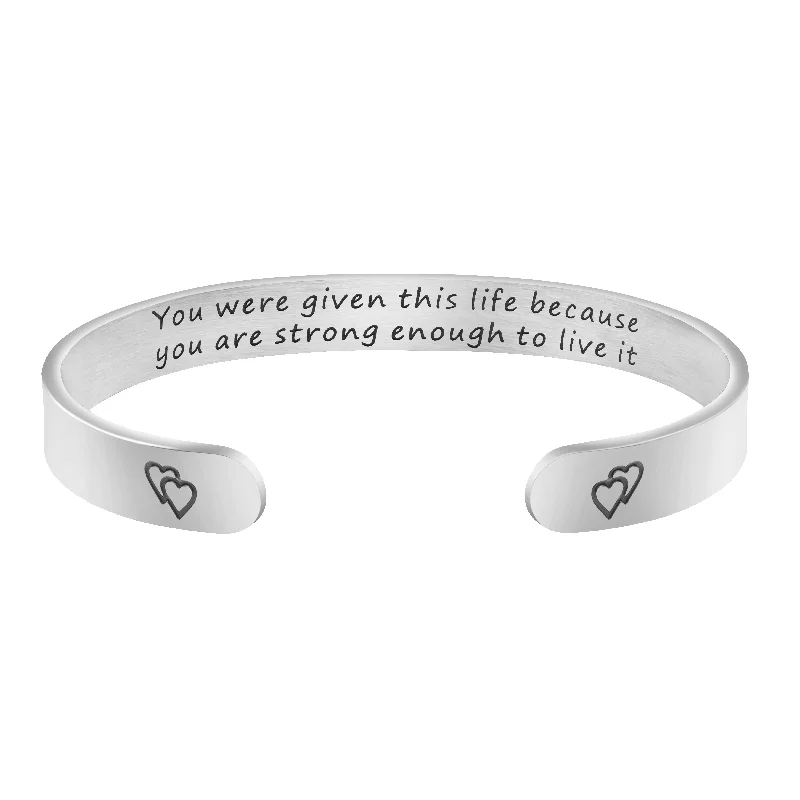 silver bracelet with tree of life charm-You were given this life because you are strong enough to live it