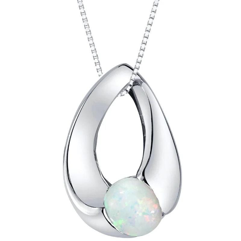 crystal star pendant necklace -1 ct Created White Opal Pendant Necklace in Sterling Silver