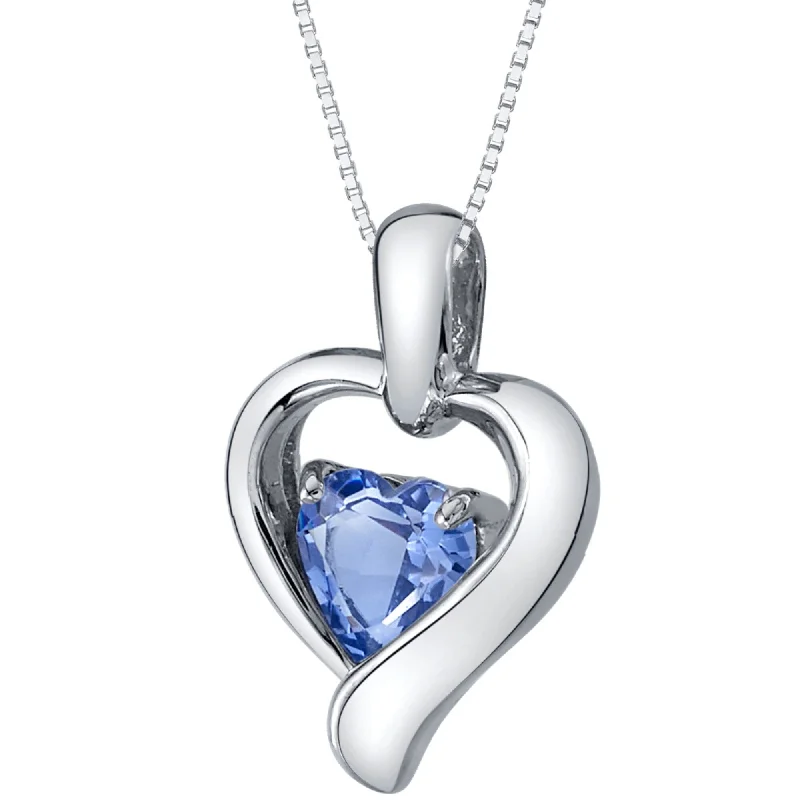 personalized heart pendant necklace -1 ct Simulated Tanzanite Pendant Necklace in Sterling Silver