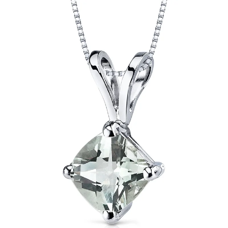 birthstone pendant necklace silver -14k White Gold 0.74 ct Green Amethyst Pendant Necklace