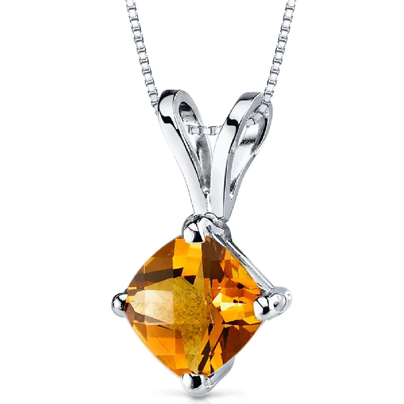 vintage pearl pendant necklace -14k White Gold 0.82 ct Citrine Pendant Necklace