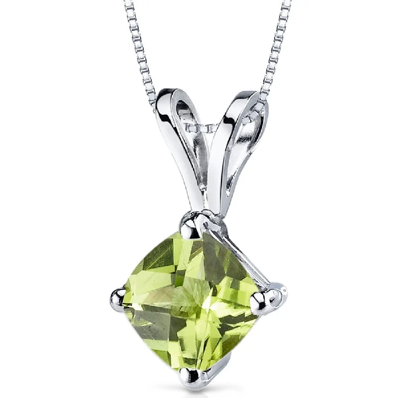 heart-shaped crystal pendant necklace -14k White Gold 0.88 ct Peridot Pendant Necklace