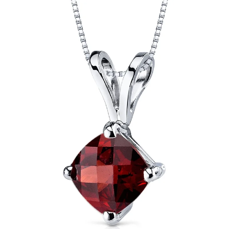 gemstone heart-shaped pendant necklace -14k White Gold 1.1 ct Garnet Pendant Necklace