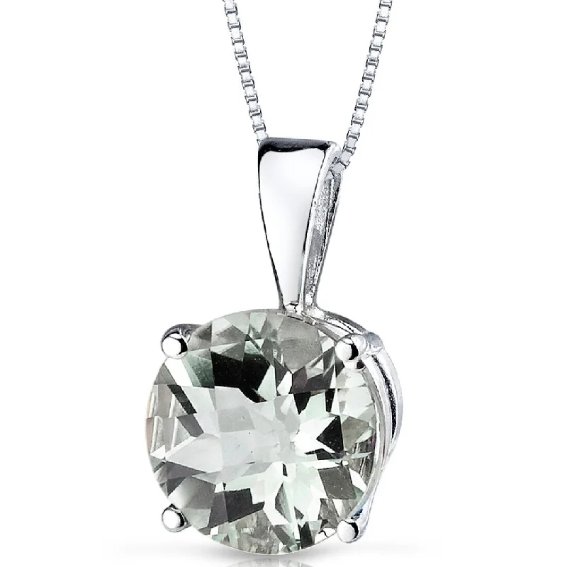 trendy gold chain necklace -14k White Gold 1.76 ct Green Amethyst Pendant Necklace