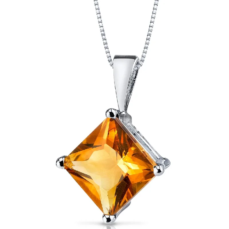 personalized star pendant necklace -14k White Gold 2.26 ct Citrine Pendant Necklace