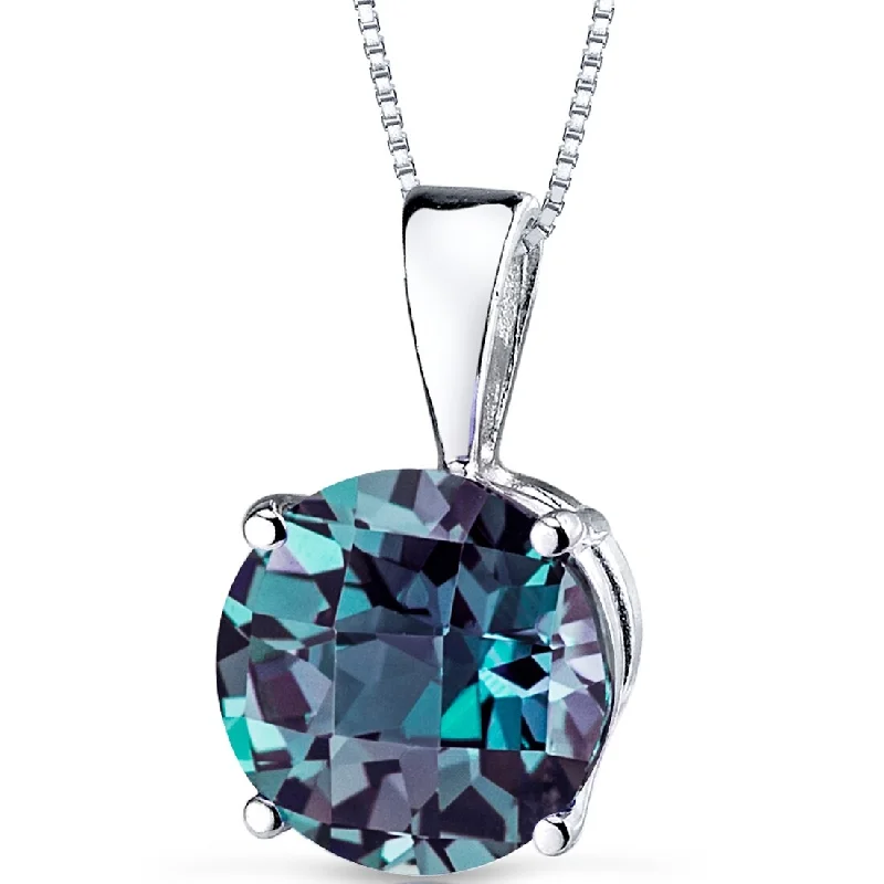 heart pendant necklace silver -14k White Gold 2.35 ct Created Alexandrite Pendant Necklace