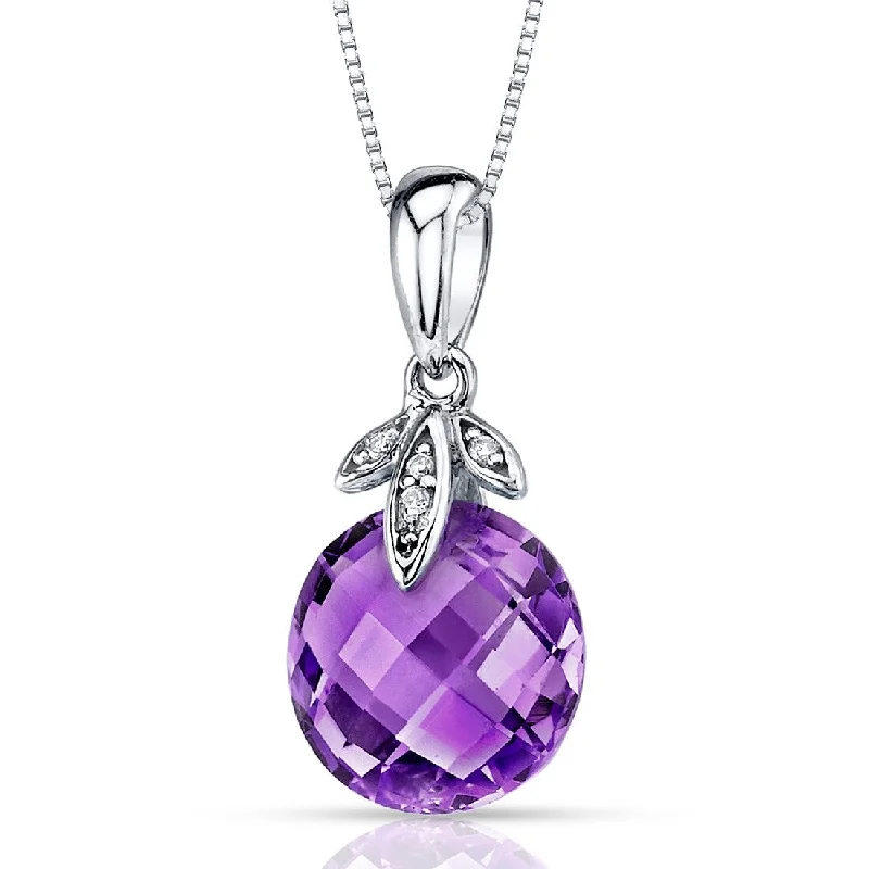 infinity gold pendant necklace -14k White Gold 3.5 ct Amethyst and Diamond Pendant Necklace