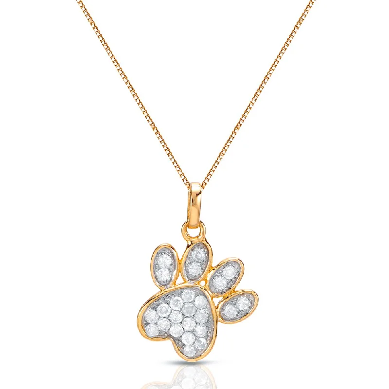 multi-layered gold chain necklace -14k Yellow Gold 1/4ct TDW Round Diamond Dog Paw Necklace (G-H, I1-I2)