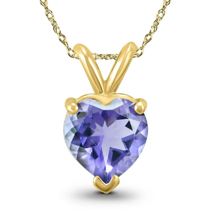 custom engraved gold pendant -14K Yellow Gold 4MM Heart Tanzanite Pendant