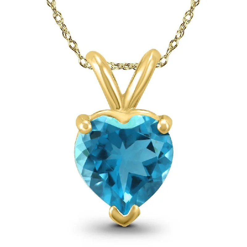 diamond crystal pendant necklace -14K Yellow Gold 5MM Heart Blue Topaz Pendant