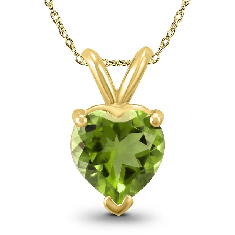 engraved silver bar pendant -14K Yellow Gold 5MM Heart Peridot Pendant