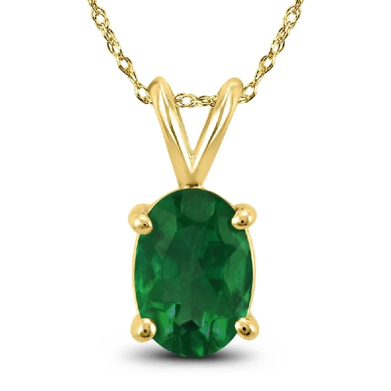 diamond crystal pendant necklace -14K Yellow Gold 5x3MM Oval Emerald Pendant