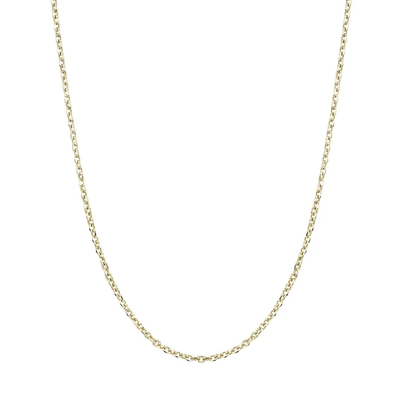 statement gold pendant for women -14K Yellow Gold Cable Style Chain Necklace Diamond Cut 1.4mm