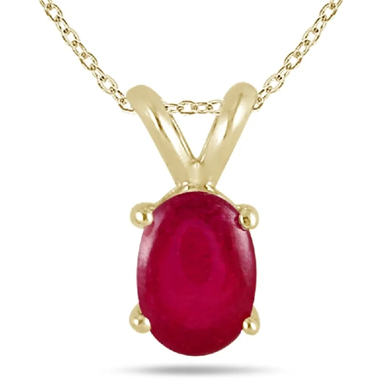 custom silver cross necklace -All-Natural Genuine 6x4 mm, Oval Ruby pendant set in 14k Yellow gold