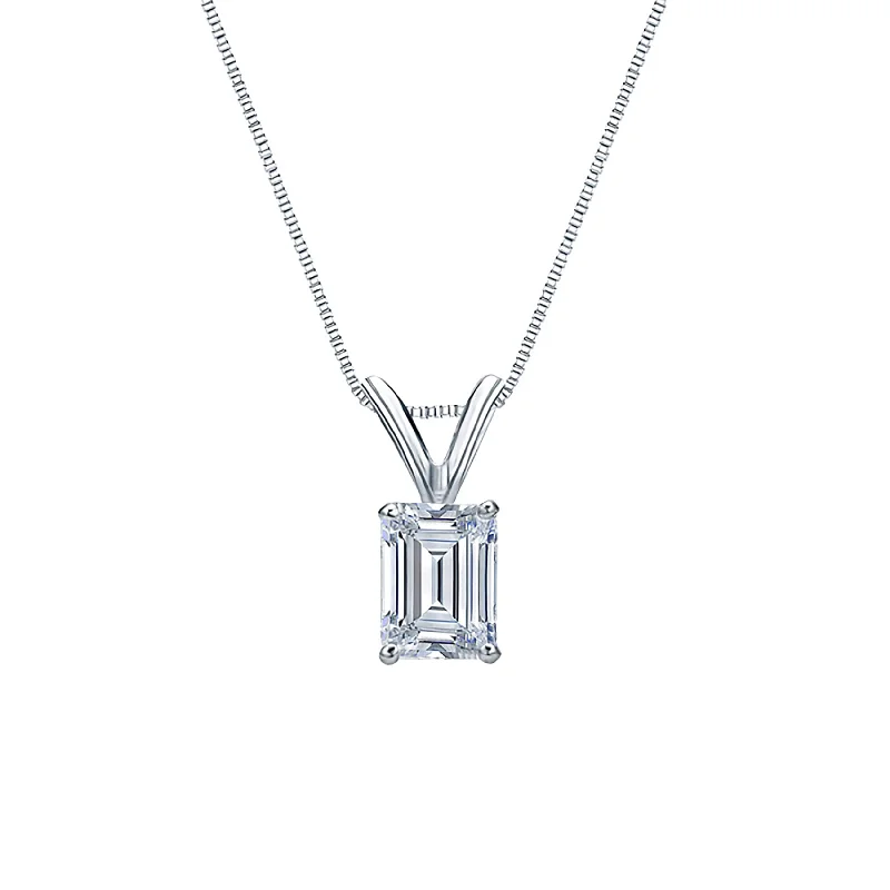 silver tree of life pendant necklace -Auriya 1.00ctw Emerald Cut Solitaire Diamond Necklace 14k Gold 4-Prong (H-I, SI1-SI2)