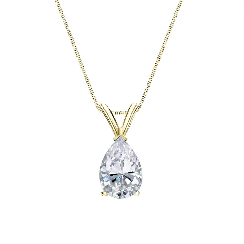 long gold pendant necklace for women -Auriya 1/2ctw Pear-cut Diamond Solitaire Necklace 14k Gold (I-J, I1-I2)