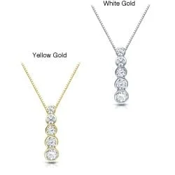 silver bar necklace pendant -Auriya 1/2ctw Round Diamond Journey Necklace 14k Gold Bezel-set (H-I, I1-I2)