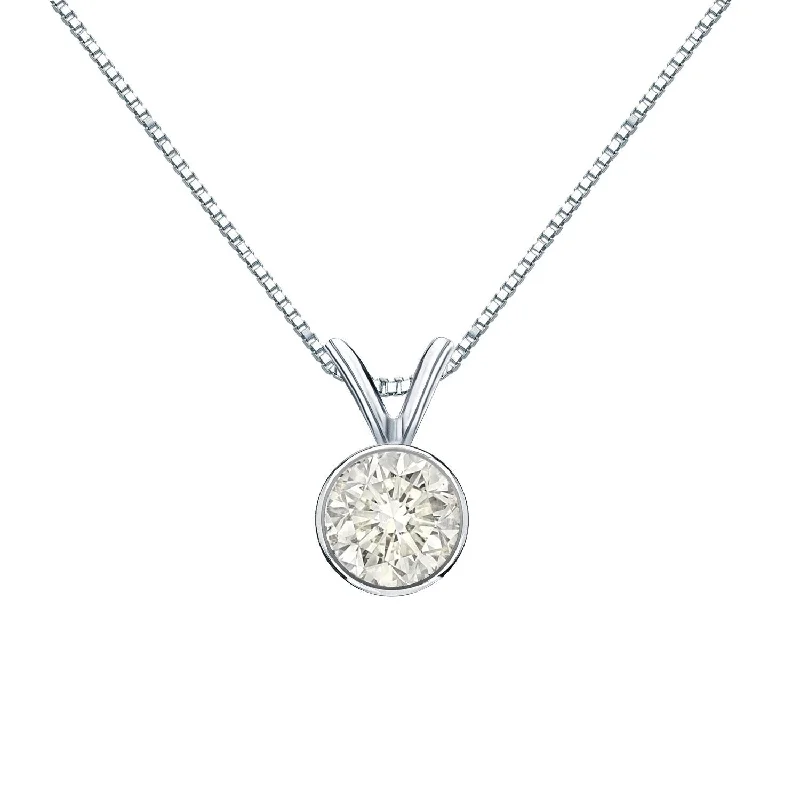 boho necklace with pendant -Auriya 1/2ctw Round Solitaire Diamond Necklace 14k Gold Bezel-set (J-K, I1-I2)