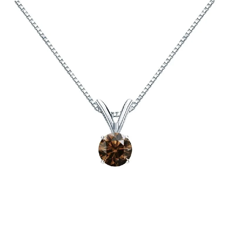 personalized gemstone pendant necklace -Auriya 1/4ctw Round Solitaire Brown Diamond Necklace 14k Gold (SI1-SI2)