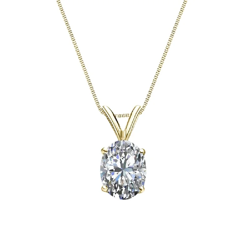 simple initial necklace gold -Auriya 1 carat TW Oval-cut Diamond Solitaire Necklace 14k Gold Certified (G-H, SI1-SI2)