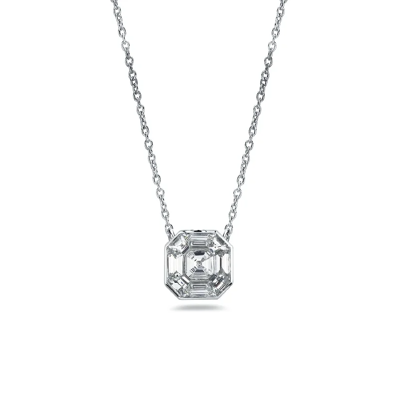 personalized charm bracelet and necklace -Auriya 14k Gold 1/3ctw Asscher-cut Diamond Station Necklace (G-H, VS1-VS2)