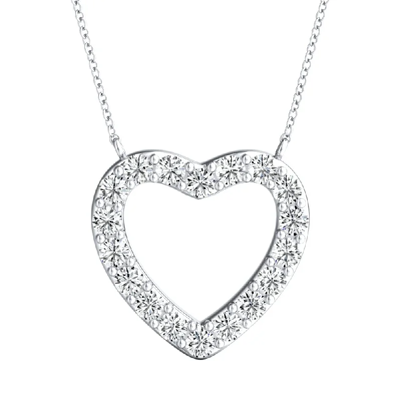 layered heart pendant necklace -Auriya 14k Gold 1/4ctw Heart Shaped Diamond Necklace (H-I, I1-I2) - White H-I