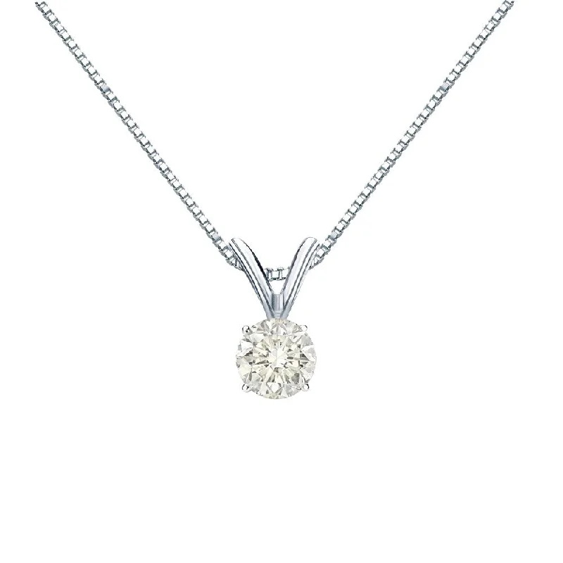 heart pendant necklace gold -Auriya 14k Gold 1/4ctw Round Solitaire Diamond Necklace (J-K, I1-I2)