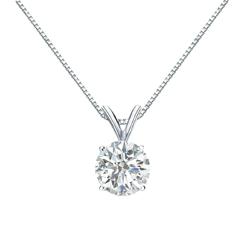 diamond crystal pendant necklace -Auriya 14k Gold 1ctw Round Solitaire Diamond Necklace (I-J, SI2-SI3)