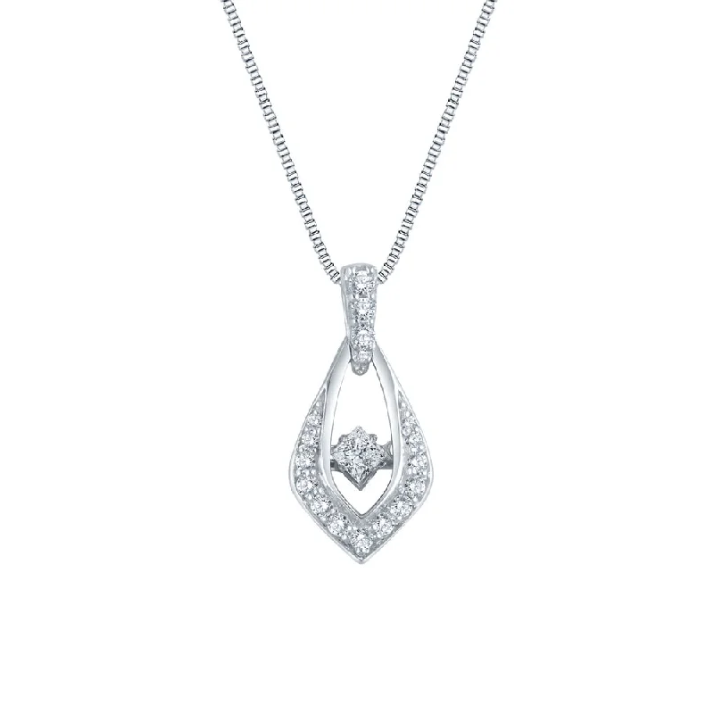 vintage silver charm necklace -Auriya 14k White Gold 1/2ct TDW Dancing Diamond Pendant Necklace (H-I, I1-I2)