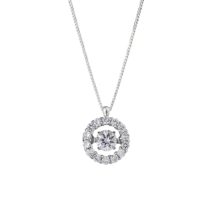 minimalist silver heart necklace -Auriya 14k White Gold 1/3ct TDW 'Dancing Stone' Diamond Halo Circle Necklace