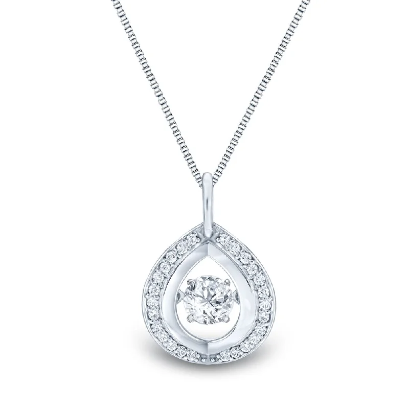 birthstone pendant necklace silver -Auriya 14k White Gold 1/3ct TDW 'Dancing Stone' Moving Diamond Necklace (H-I, I1-I2)