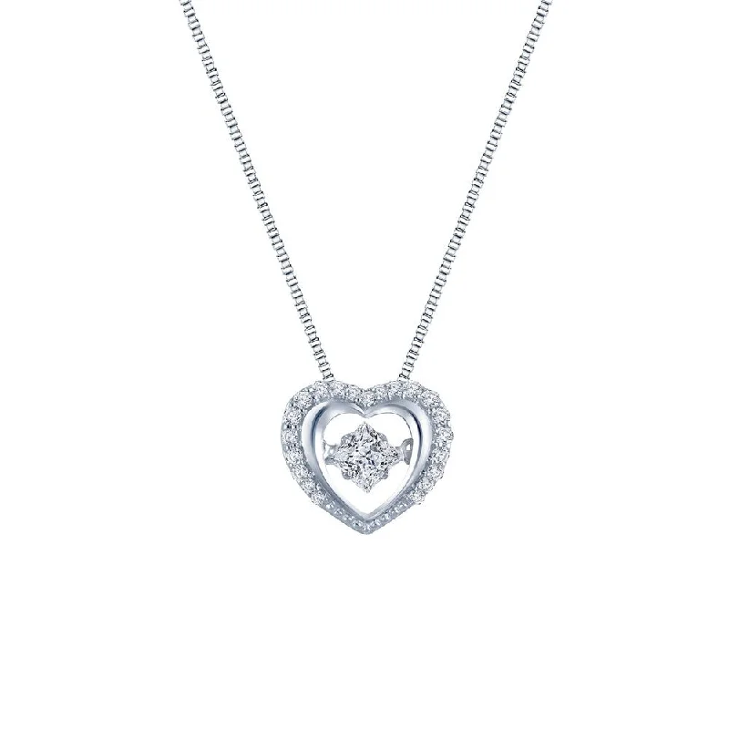 elegant chain pendant necklace -Auriya 14k White Gold 2/5ct TDW Dancing Princess-cut Diamond Heart Necklace (H-I, I1-I2)