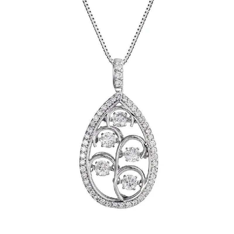 fashion statement necklace gold -Auriya 14k White Gold 4/5ct TDW 'Dancing Stone' Diamond Teardrop Necklace