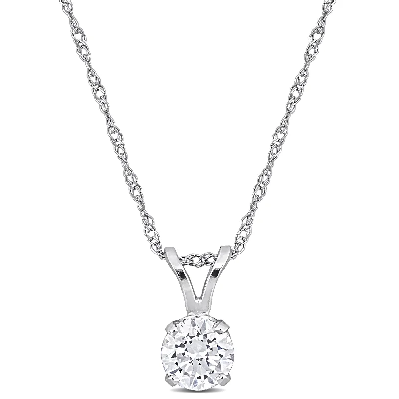 heart-shaped crystal pendant necklace -Created Forever by Miadora 1/2ct TDW Lab-Grown Diamond Solitaire Pendant with Chain in 14k White Gold