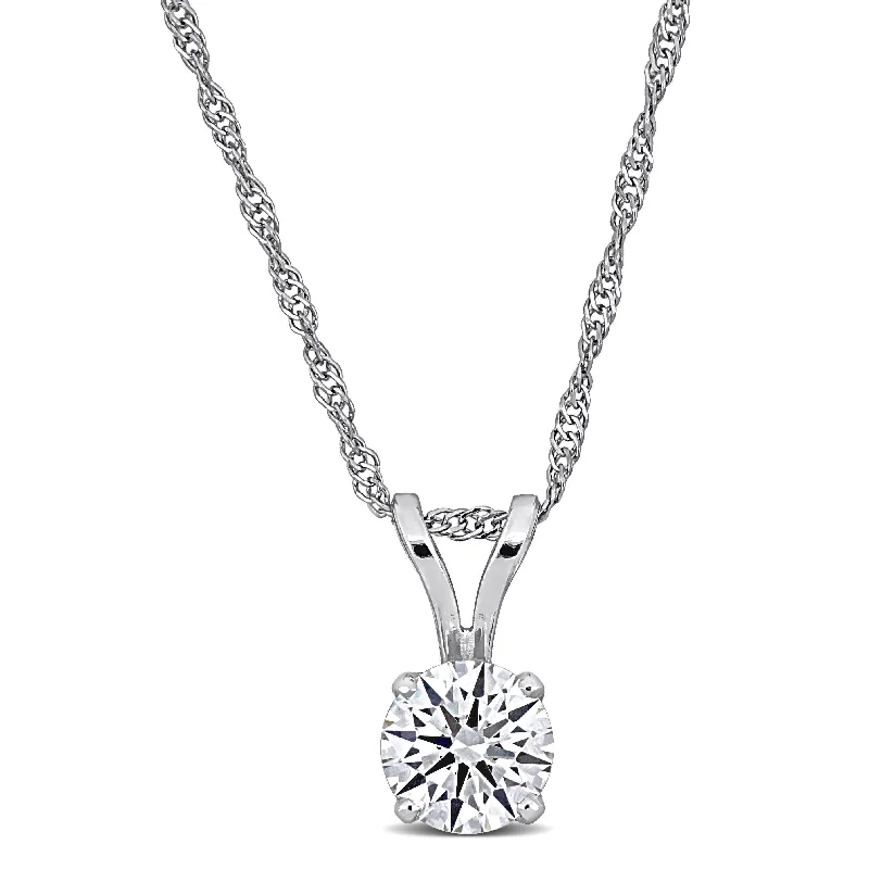 luxury pendant necklace for women -Created Forever by Miadora 3/4ct TDW Lab-Grown Diamond Solitaire Pendant with Chain in 14k White Gold - 18 in