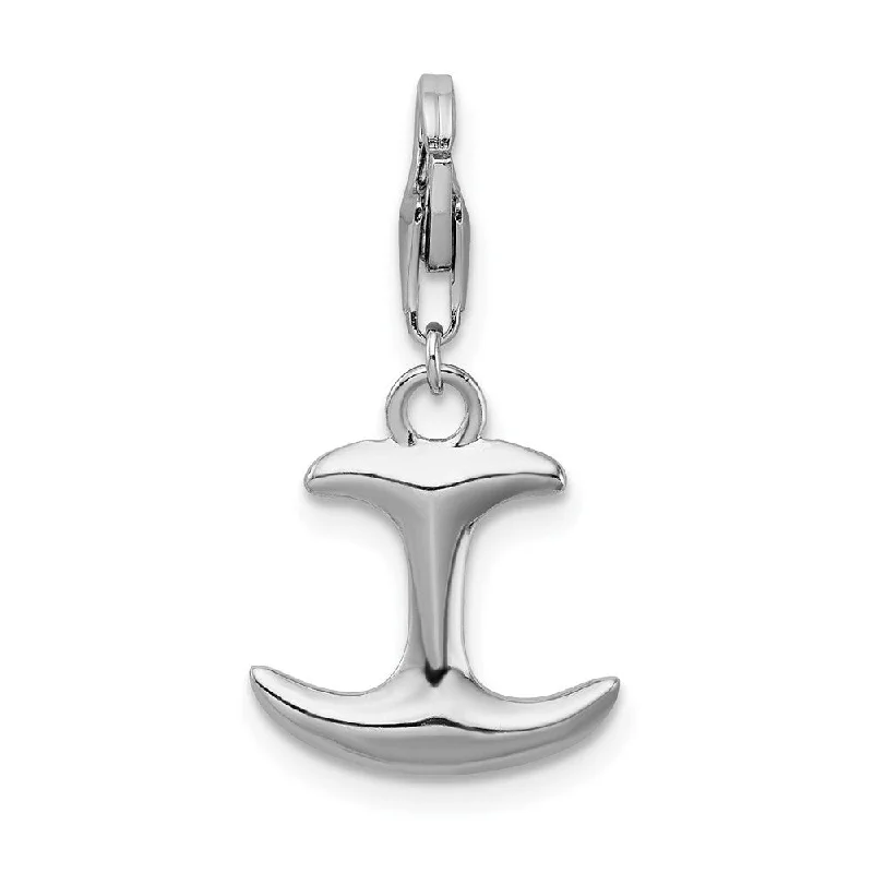 custom name pendant for necklace -Diamond2Deal 925 Sterling Silver 3-D Polished Anchor Lobster Clasp Pendant (L- 33 mm, W- 13 mm)