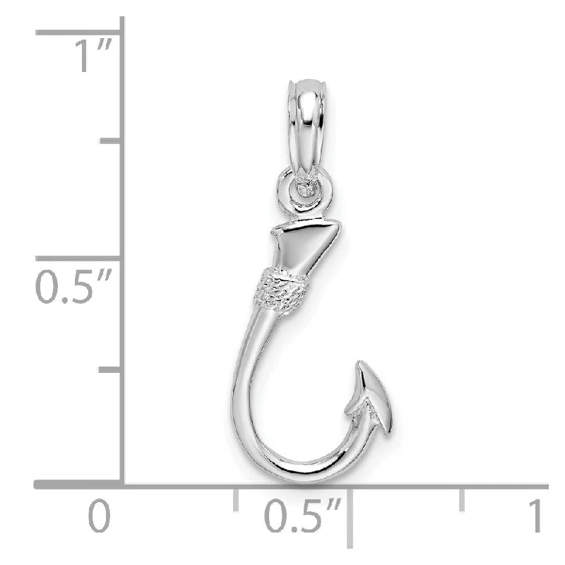 infinity gold pendant necklace -Diamond2Deal 925 Sterling Silver 3D Fish Hook Pendant (L-23mm, W-9mm)