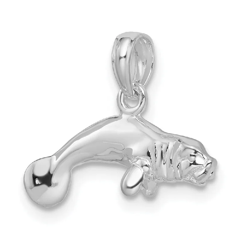 handmade infinity necklace -Diamond2Deal 925 Sterling Silver 3D Manatee Pendant (L-14mm, W-18mm)