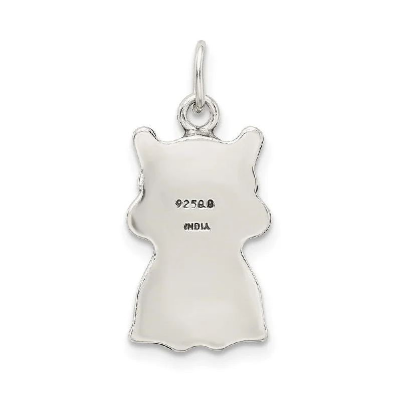 vintage silver charm necklace -Diamond2Deal 925 Sterling Silver Antiqued Cat Pendant (L- 20.15 mm, W- 10.25 mm)