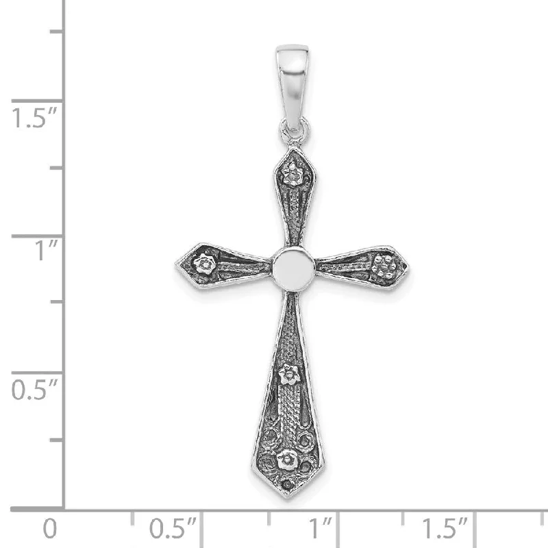 pearl pendant necklace for brides -Diamond2Deal 925 Sterling Silver Antiqued Passion Cross Pendant (L- 35.6 mm, W- 22 mm)