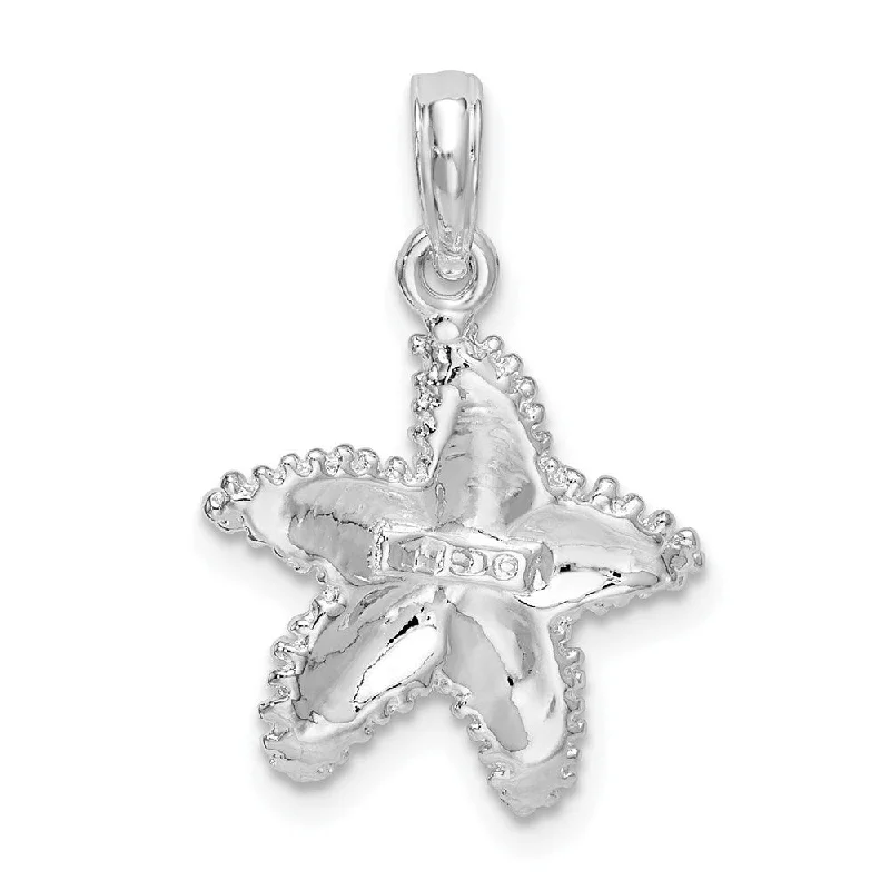 gemstone pendant necklace silver -Diamond2Deal 925 Sterling Silver Beaded Starfish Pendant (L-23.45mm)