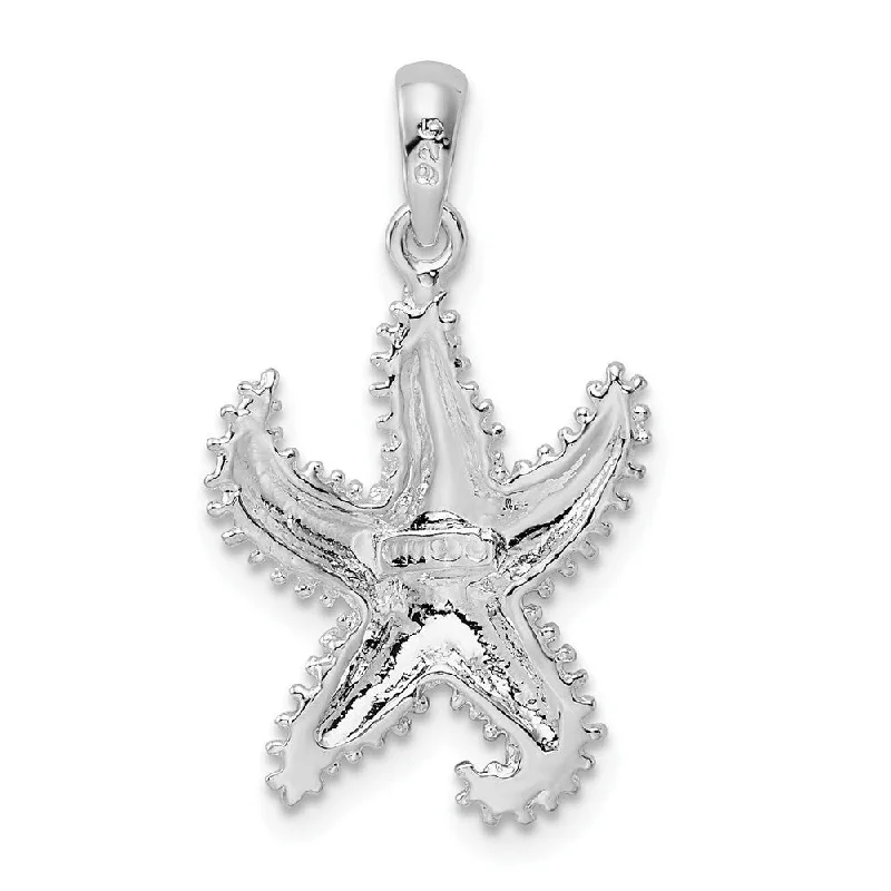 luxury crystal pendant necklace -Diamond2Deal 925 Sterling Silver Beaded Starfish Pendant (L-39.82mm)