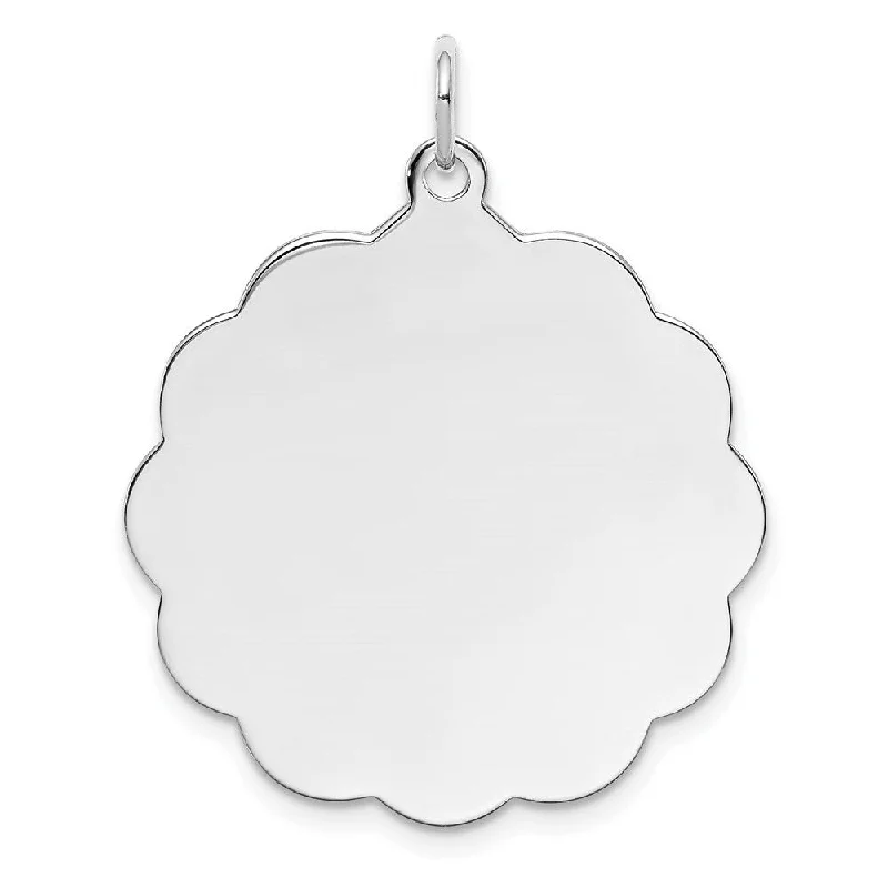 handmade silver pendant necklace -Diamond2Deal 925 Sterling Silver Engraveable Polished Front Satin Back Disc Pendant (L- 32 mm, W- 26 mm)