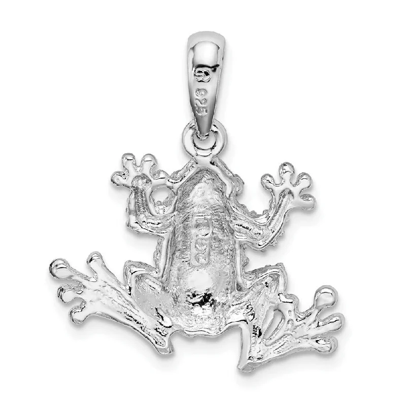 personalized long pendant necklace -Diamond2Deal 925 Sterling Silver Frog Pendant (L-27mm, W-22mm)