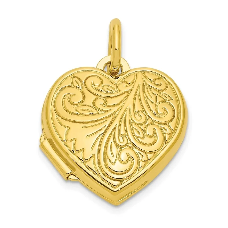 vintage silver charm necklace -Diamond2Deal 925 Sterling Silver Gold-tone Polished Filigree Design Heart Locket