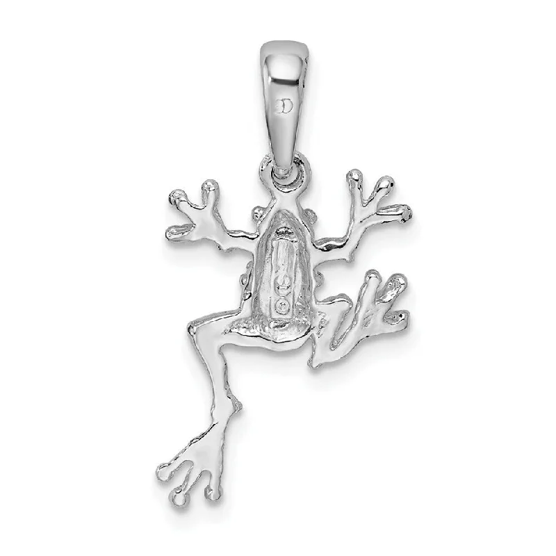 statement pendant necklace silver -Diamond2Deal 925 Sterling Silver Jumping Frog Pendant, (L-27mm, W-13.5mm)