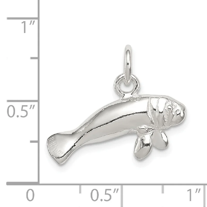 custom initial pendant necklace -Diamond2Deal 925 Sterling Silver Manatee Pendant (L- 12 mm, W- 22 mm)